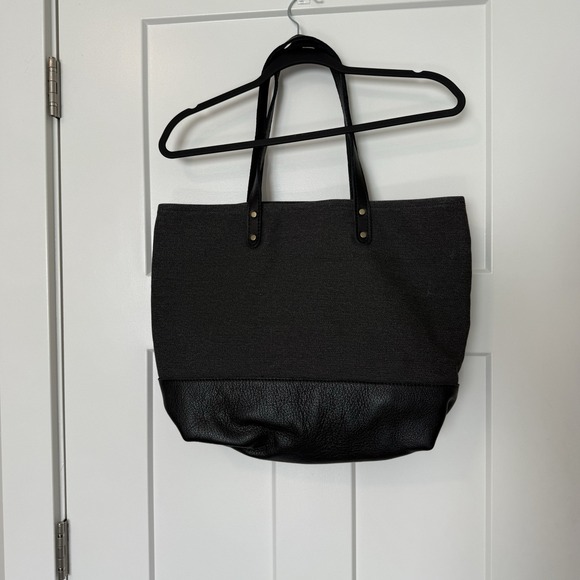 New Portland Leather Goods Big Big Tote Grey Black Canvas Leather RARE HTF - Picture 5 of 6